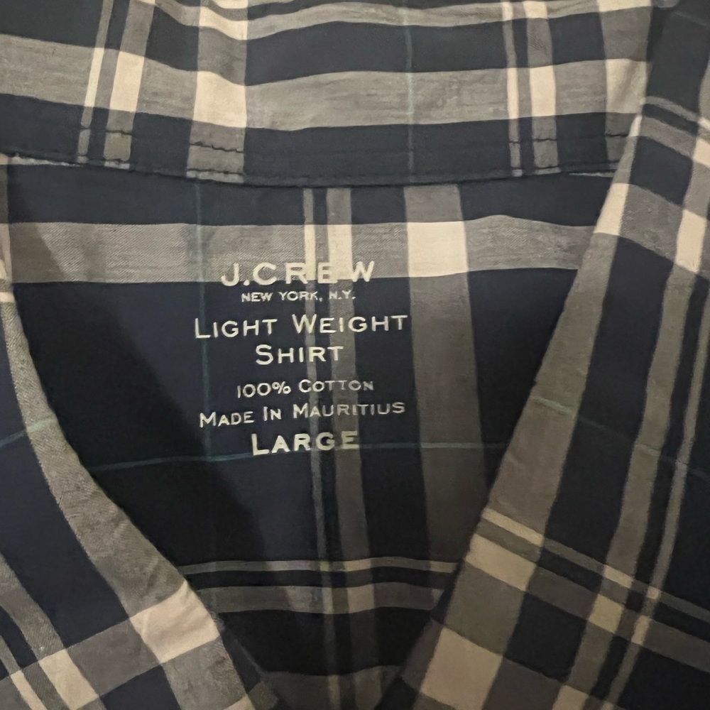 Lightweight Navy Plaid Button Down - Jcrew Mens L - image 2